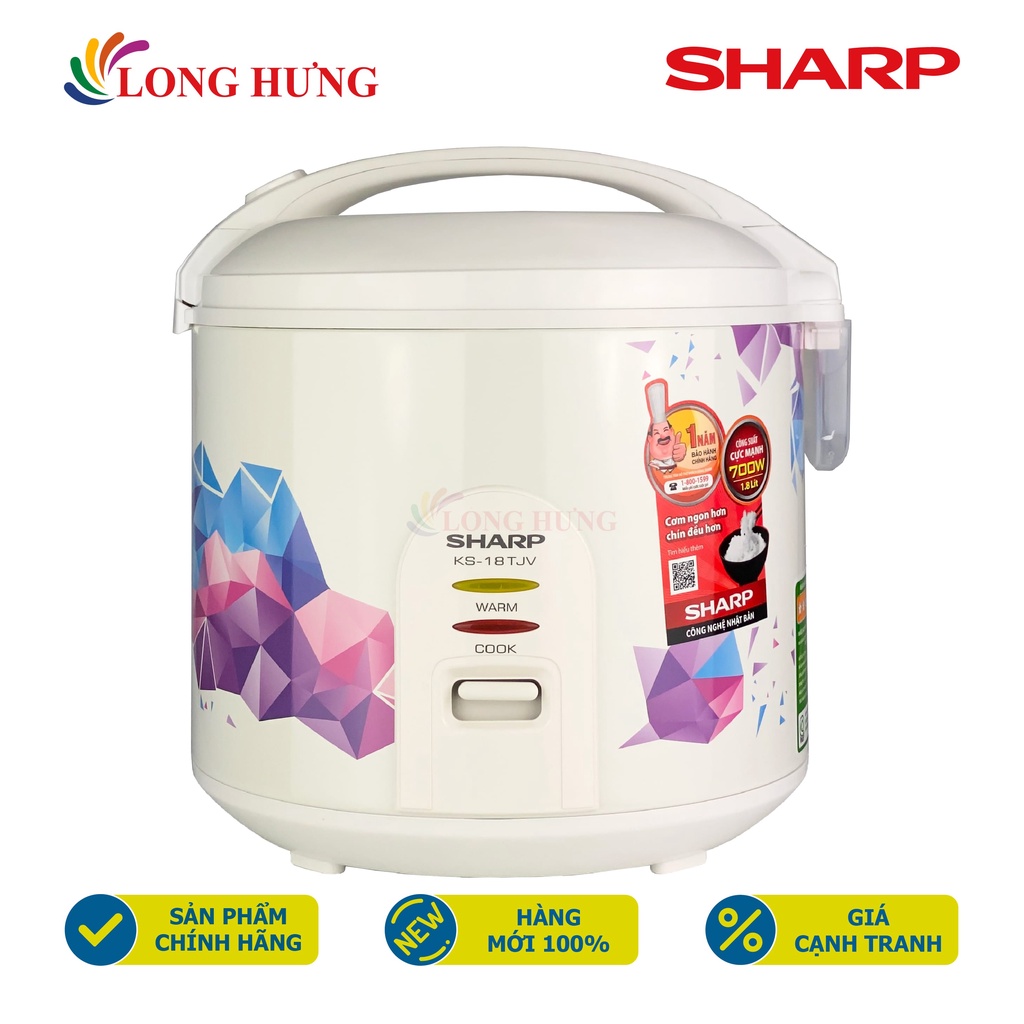 Nồi cơm điện nắp gài Sharp 1.8 lít KS-18TJV/&quot;GR&quot;/&quot;LL&quot; - Hàng chính hãng