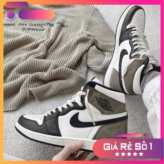 Giày Jordan 1 JD1 cổ cao màu nâu Hot trend nam nữ kiểu dáng thể thao sneaker
