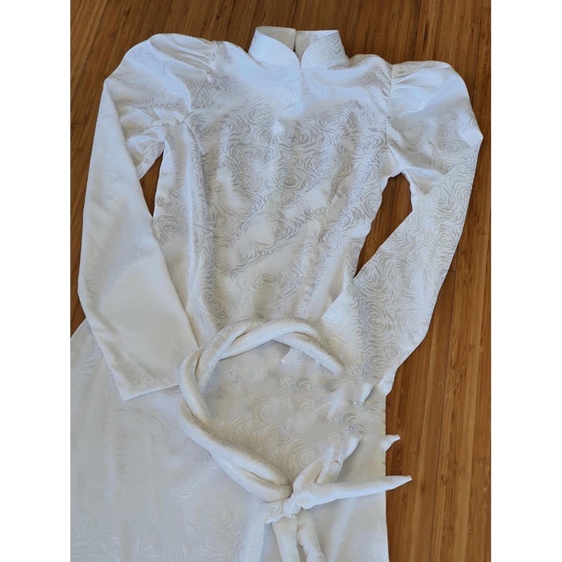 - Áo dài gấm tơ tay bồng - Co Dãn - Đủ Size