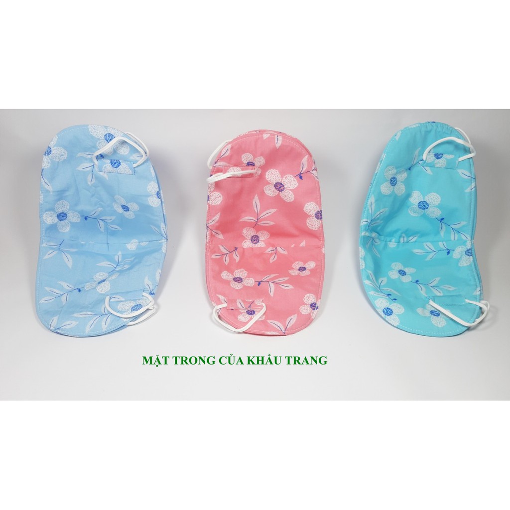 KHẨU TRANG NỮ Loại che tai bo tròn In hình hoa mai lớn loại Dày 3 lớp Chất liệu vải mềm dày Chống nắng Phòng dịch bệnh | BigBuy360 - bigbuy360.vn