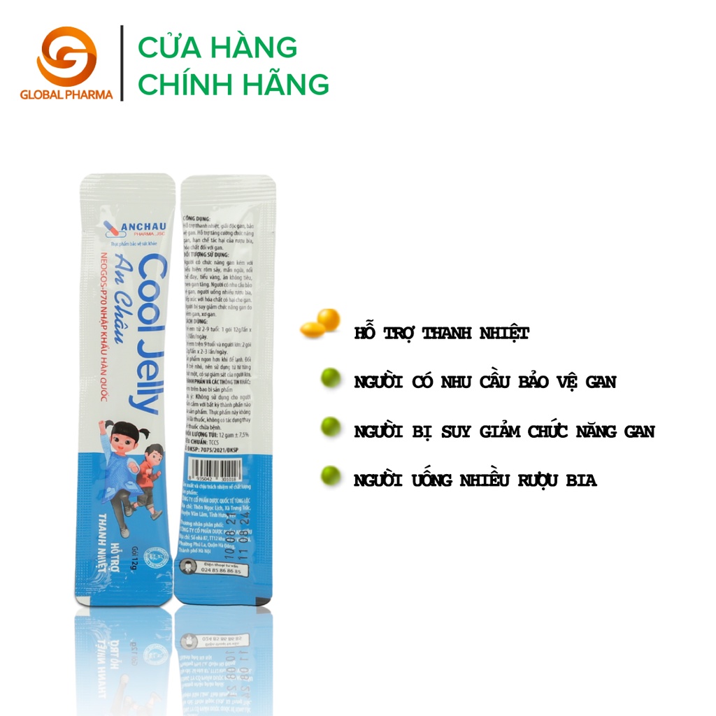 Thạch cool-jelly AnChau hỗ trợ thanh nhiệt bảo vệ gan hạn chế tác hại của rượu bia hộp 20 gói - Global Pharma