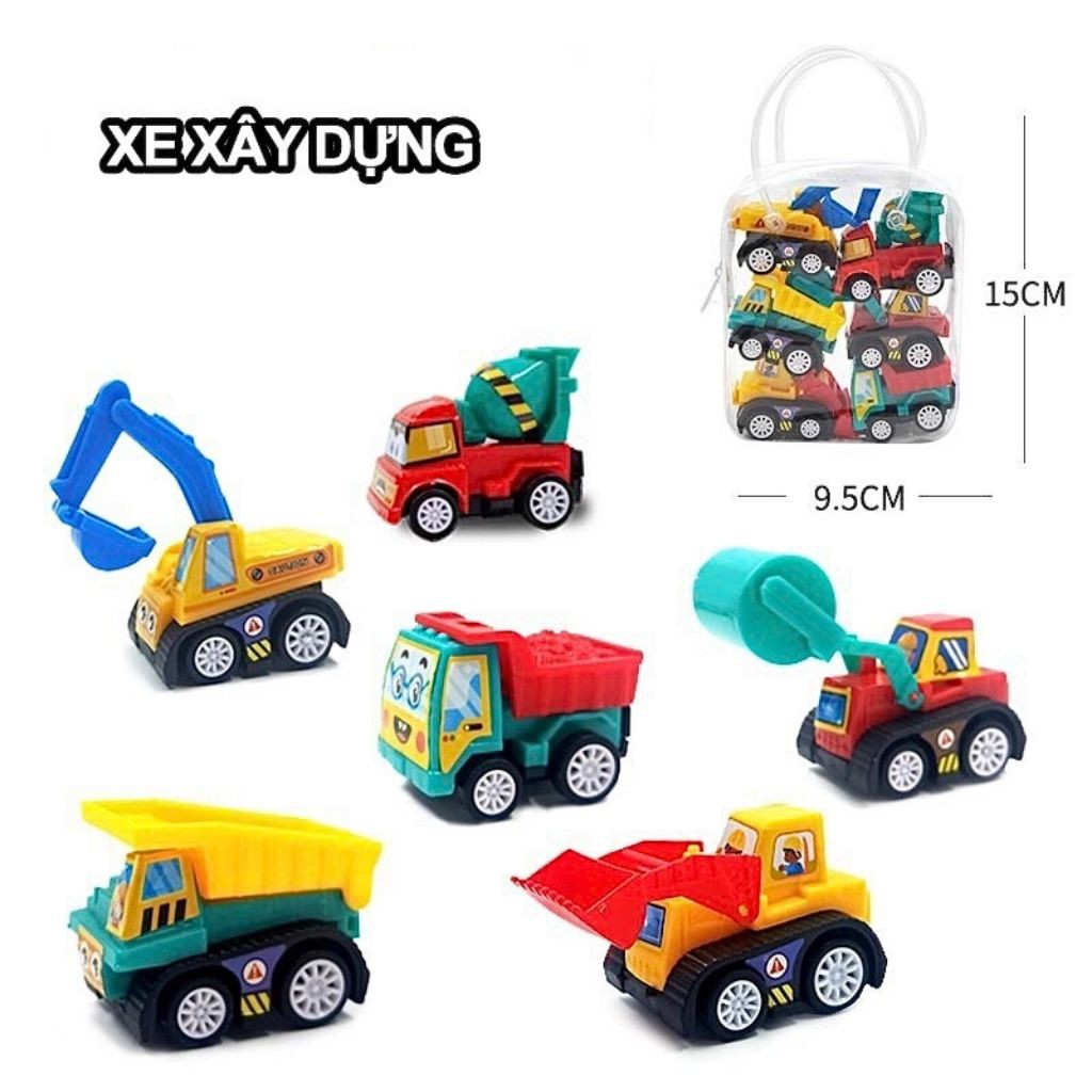 [Loại 1] Set 6 Xe Ô Tô Mini Chạy Đà cho Bé, Xe Đồ Chơi Mini Cao Cấp Siêu Bền Đẹp