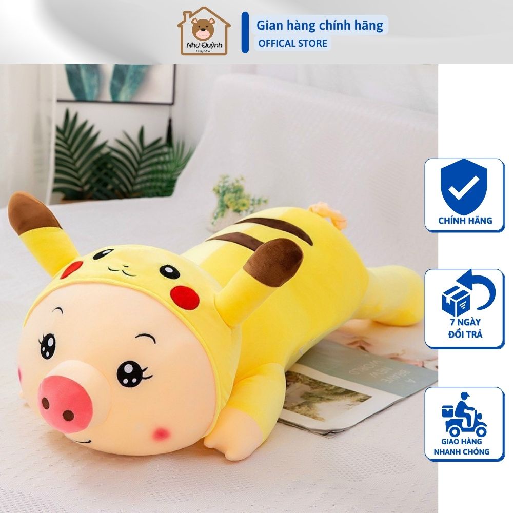 Gấu Bông Lợn Biến Hình Pikachu Size To Heo Biến Hình Màu Vàng Dễ Thương 1M 1M2 1M5