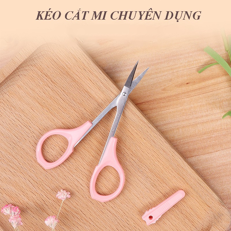 Kéo cắt mi mắt giả bằng thép cao cấp chống gỉ màu hồng chính hãng Beauty chuyên dùng cho makeup