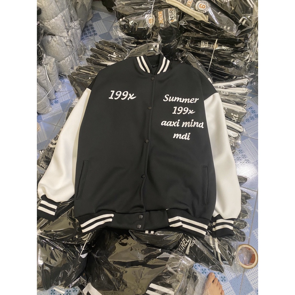Áo khoác nỉ bomber unisex 199x vải bỏng phối viền Bingshop