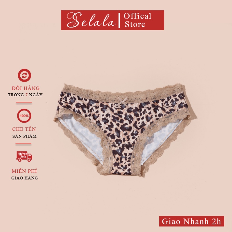 Quần Lót Nữ Selala Thiết Kế Su Beo Cá Tính Phối Viền Ren Dáng Ôm Thông Thống QS18