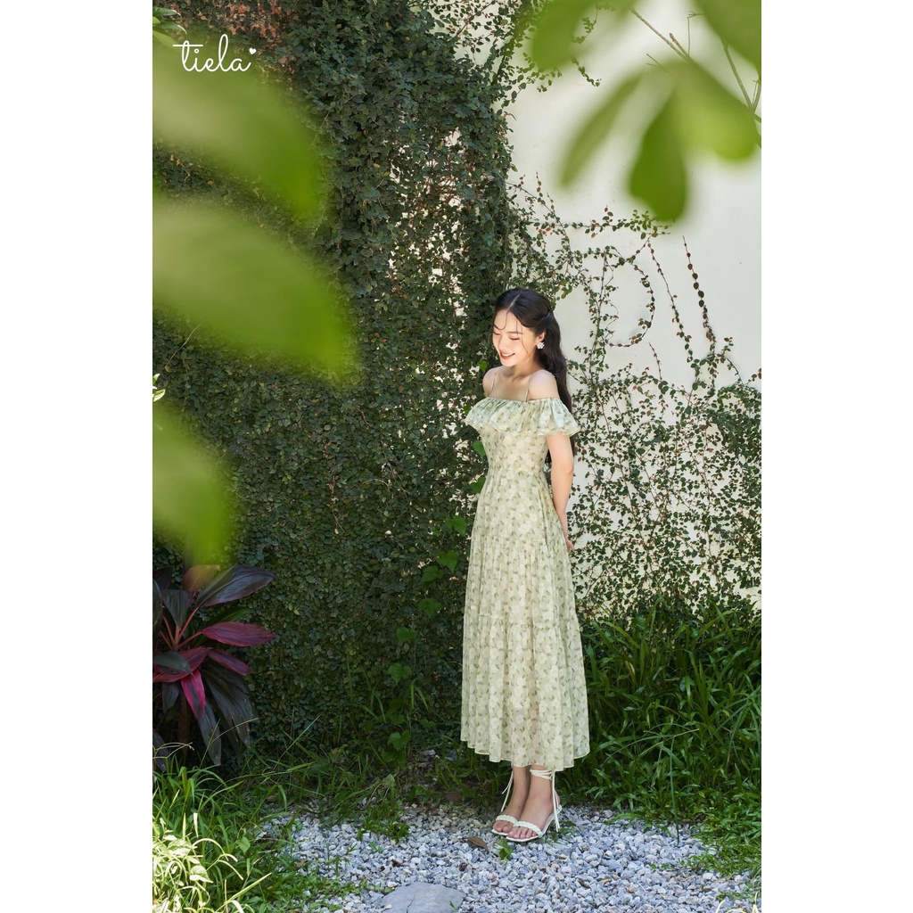 TIELA Đầm váy hoa trễ vai bèo nhún -P osay Dress