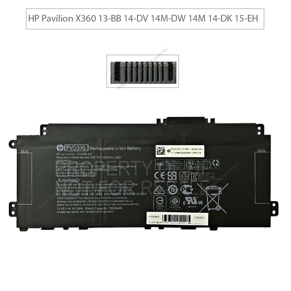 Pin Laptop HP Pavilion X360 13-BB 14-DV 14M-DW 14M 14-DK 15-EH [Laptopcentre]