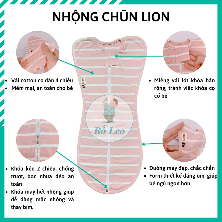 Nhộng chũn lion cho bé ngủ ngon, Ủ kén cho bé sơ sinh cao cấp.