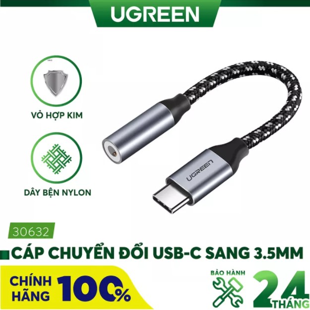 Cáp USB Type-C ra 3.5mm bọc lưới Ugreen 30632 - hàng chính hãng
