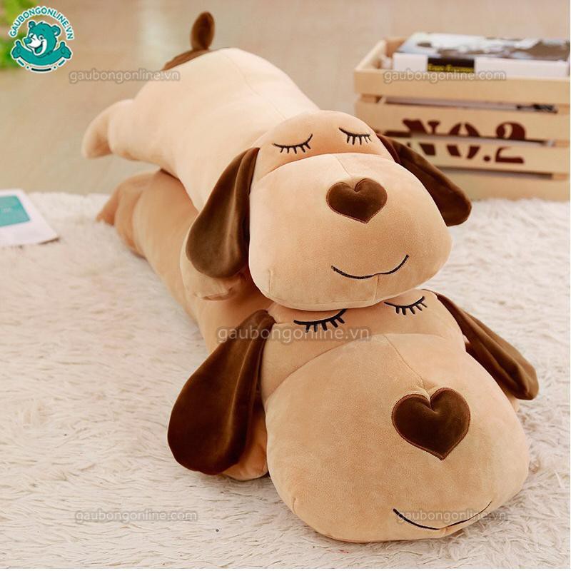 Chó bông mũi tim size 1m2 gòn mềm vải miniso cao cấp Gấu bông