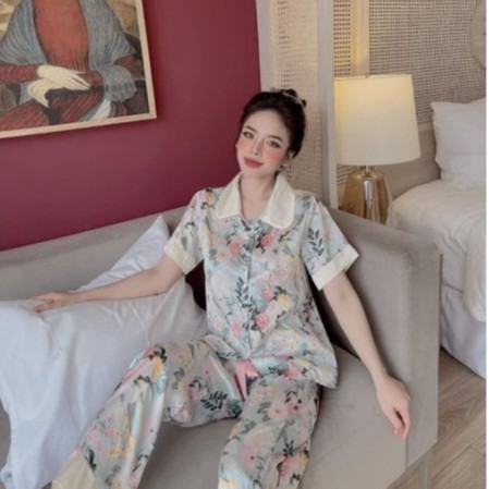 Đồ bộ nữ Vic's lụa Latin  cao cấp, đồ ngủ hoạ tiết mặc nhà sang trọng L119  thời trang nữ pijama | BigBuy360 - bigbuy360.vn