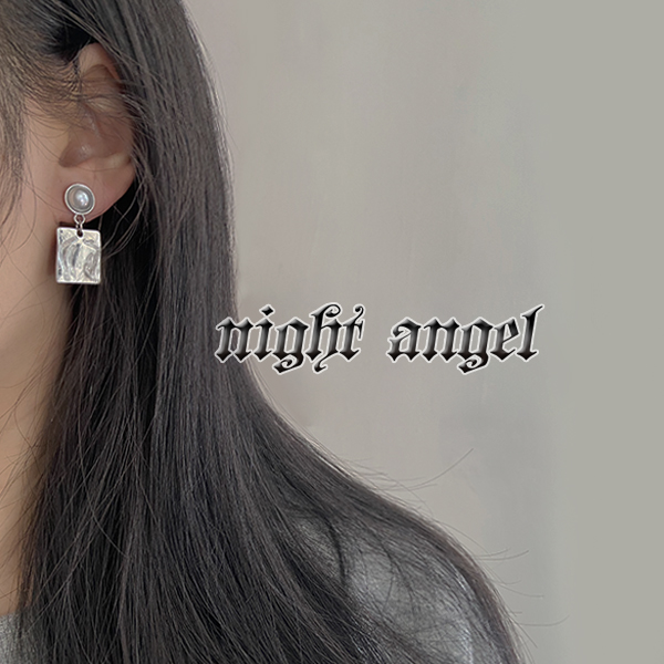 Bông tai bạc s925 tua rua dài ba chiều thiết kế bất đối xứng đơn giản họa tiết trừu tượng 22767