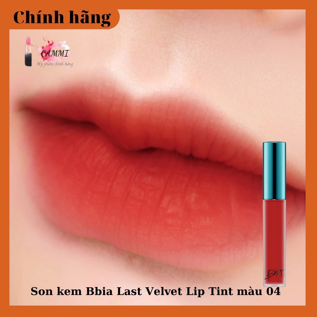 Son kem Bbia Last Velvet Lip Tint màu 04 -Đỏ cam pha đỏ gạch