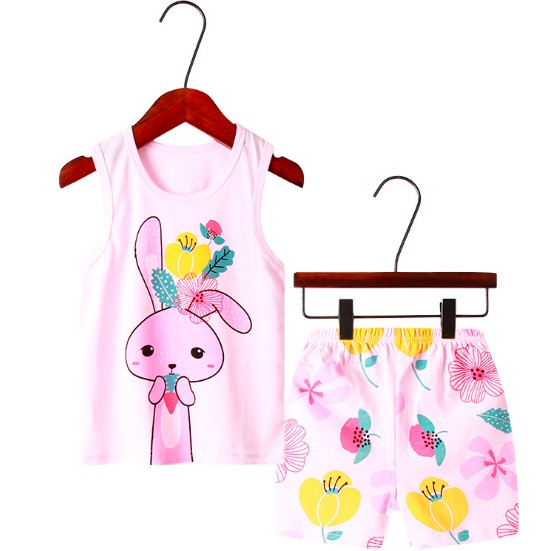 Bộ quần áo trẻ em ba lỗ mùa hè ,đồ bộ bé gái, bộ quần áo thun cho bé chất cotton hàng xuất Hàn Quốc DBDB13