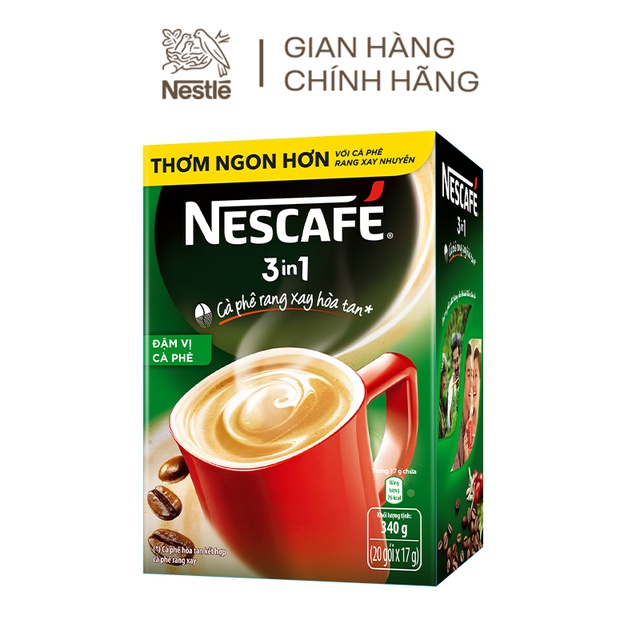 Combo 2 hộp 20 gói x 17g NESCAFE 3in1 Rang xay Đậm Vị Cà Phê