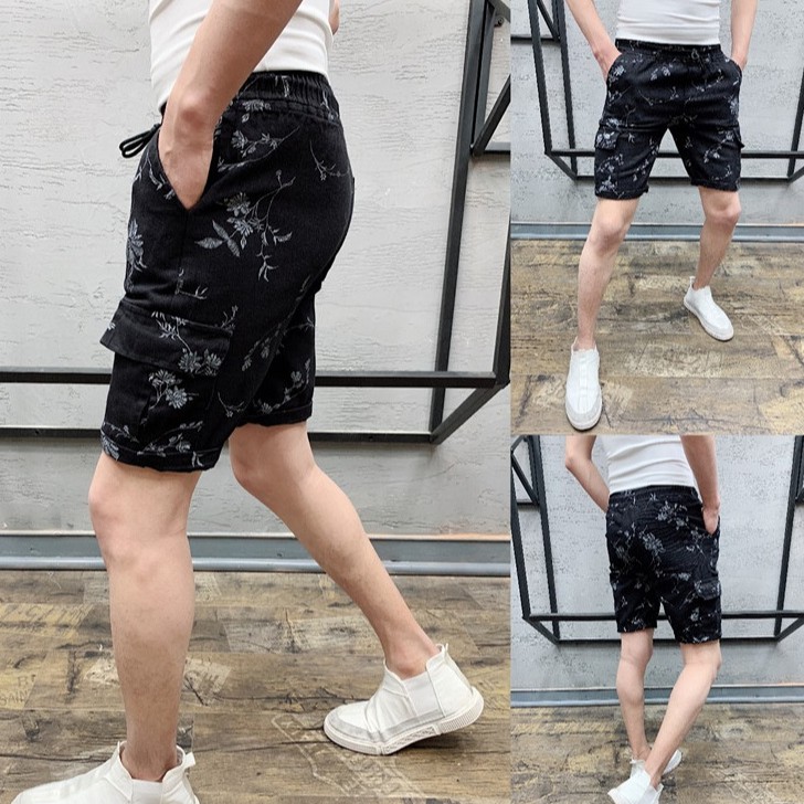 Quần kaki short túi hợp unisex chât liệu cực tốt vãi không nhăn,không xù,thoải mái hoạt động vui vẻ - QS6691-Đen