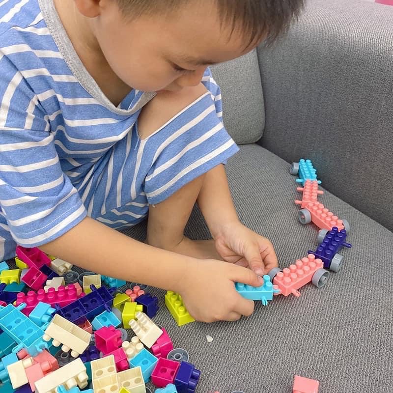 Bộ Đồ Chơi Lego Xếp Hình, Xô Đồ Chơi Lắp Ráp Cho Trẻ Em Phát Triển Trí Tuệ