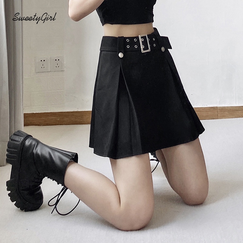 Chân Váy Mini Lưng Cao Màu Trơn Cài Nút Thời Trang 2022 Cho Nữ