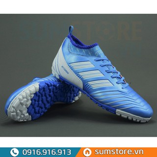 Giày đá bóng x predator xanh cổ cao - giày đá banh da cao cấp