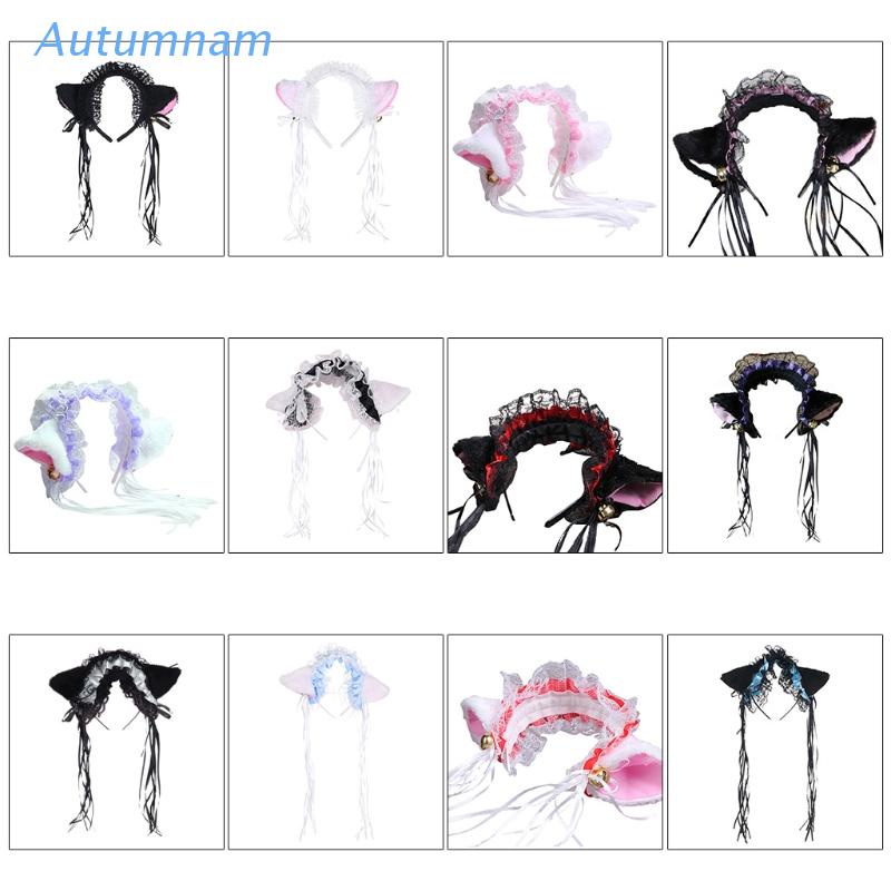 Băng Đô Tai Mèo Phối Ren Và Chuông Phong Cách Lolita Cho Nữ