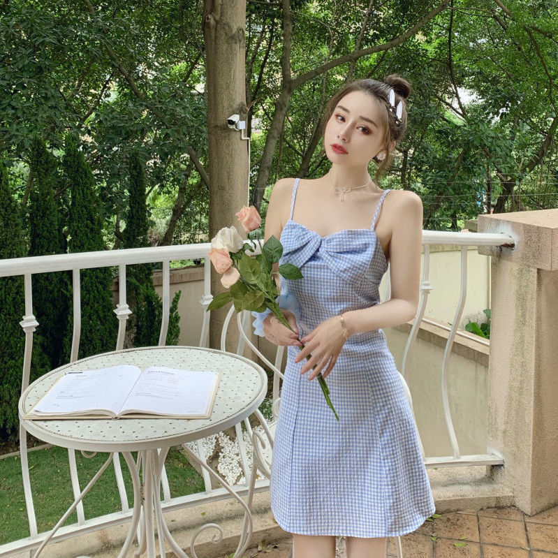 Váy suông kiểu phối dây nhẹ nhàng phong cách nữ sinh phiên bản Hàn Quốc ôm dáng thời trang mùa hè dành cho nữ | BigBuy360 - bigbuy360.vn