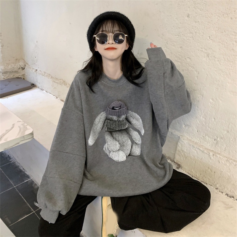 Áo Hoodie Tay Dài In Hình Thỏ 3D Phong Cách Harajuku Cho Nữ