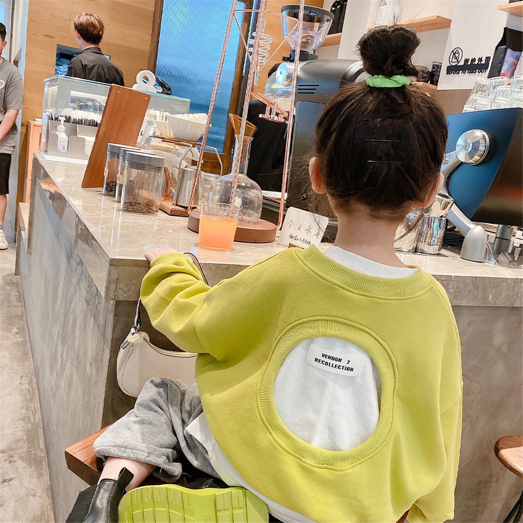 Áo Sweater Tay Dài Giả Hai Lớp Phong Cách Hàn Quốc Thời Trang Mùa Thu Mới Cho Bé Gái