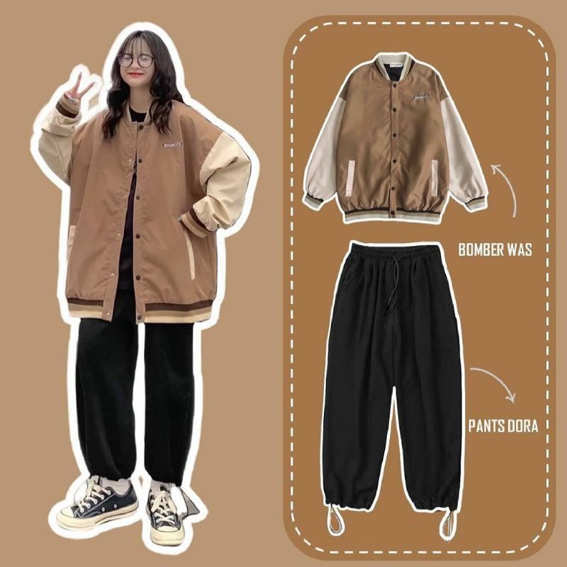 Áo Khoác Dù BOMBER WAS Form Rộng Tay Dài Ulzzang Unisex