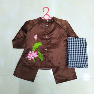 Bà Ba Phi Lụa Nâu Hoa Sen Cho Bé