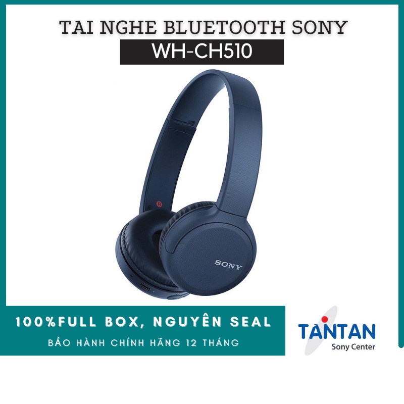 Tai Nghe Choàng Đầu BLUETOOTH Sony WH-CH510 | Pin: 35h ,Sạc nhanh - Cổng USB Type-C - Bluetooth 5.0 - Microphone