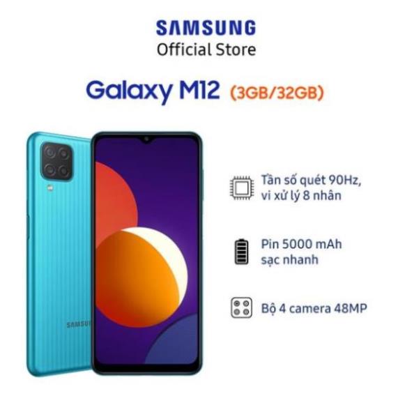 Điện Thoại Samsung Galaxy M12 (3GB/32GB) Đập Hộp nguyên zin 100% FULLBOX Bảo Hành 12 Tháng I