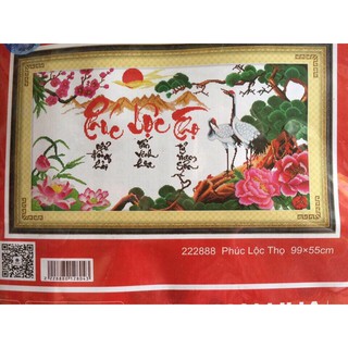 Tranh thêu chữ thập Phúc Lộc Thọ 222888-99x55cm (chưa thêu)