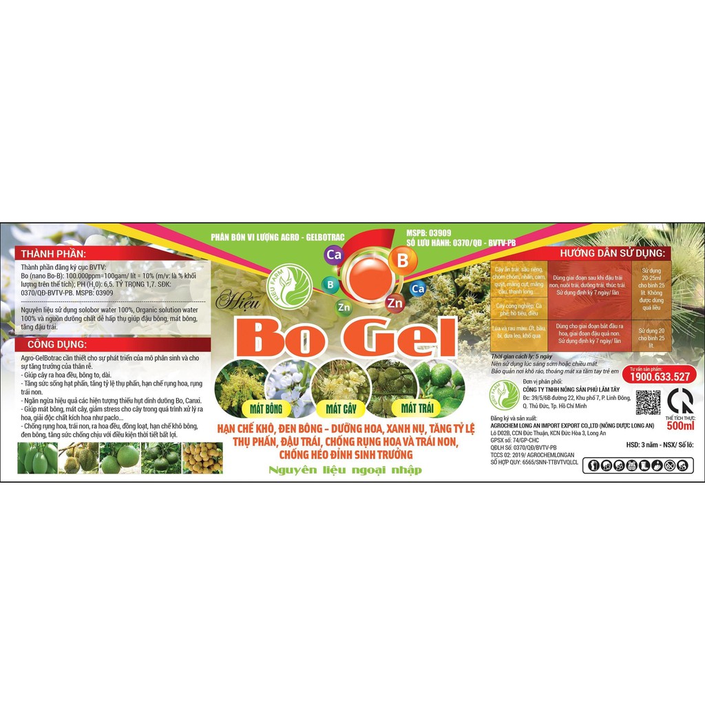 Phân bón lá cung cấp vi lượng Bo dạng gel Agro-Gelbotrac Bo Gel_Kieufarm