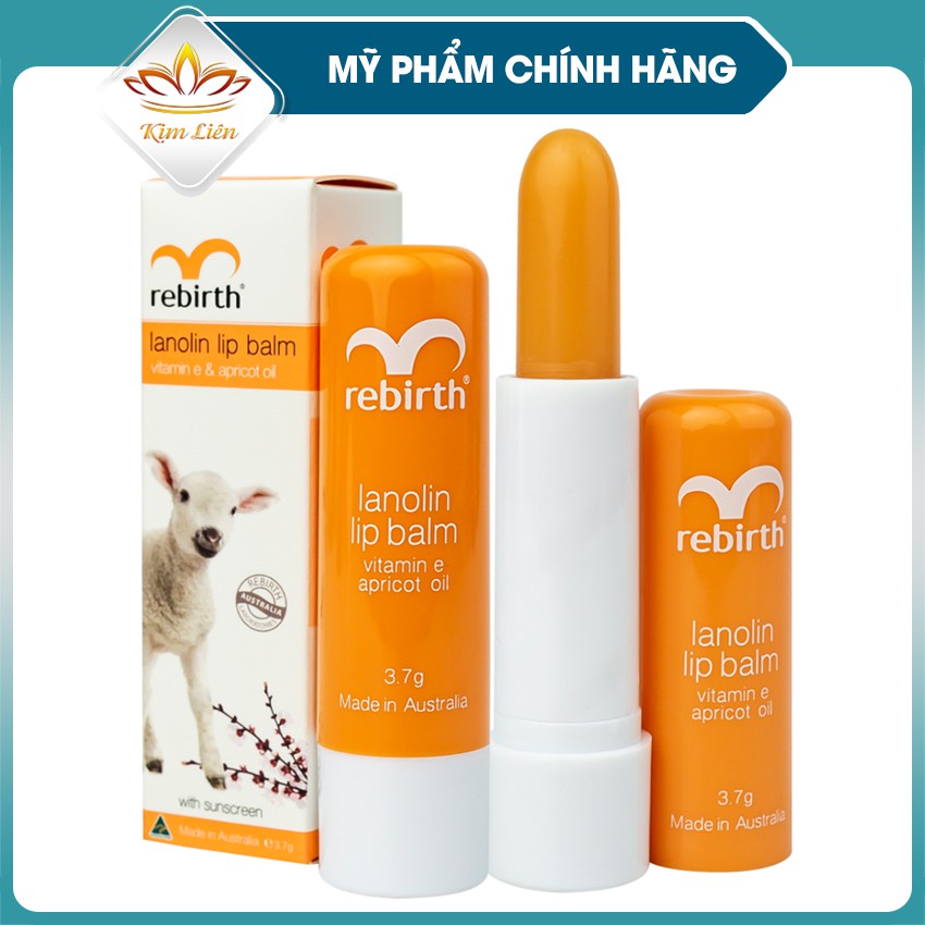 [Mã SKAMLTSM9 giảm 10% đơn 99K] SON DƯỠNG MÔI NHAU THAI CỪU CHỐNG KHÔ MÔI, NỨT NẺ REBIRTH LANOLIN LIP BALM