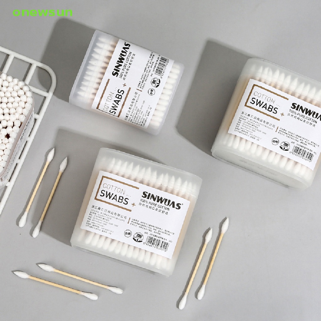 Hộp 100 / 200 Tăm Bông Cotton Hai Đầu Dùng Một Lần Tiện Lợi Mới