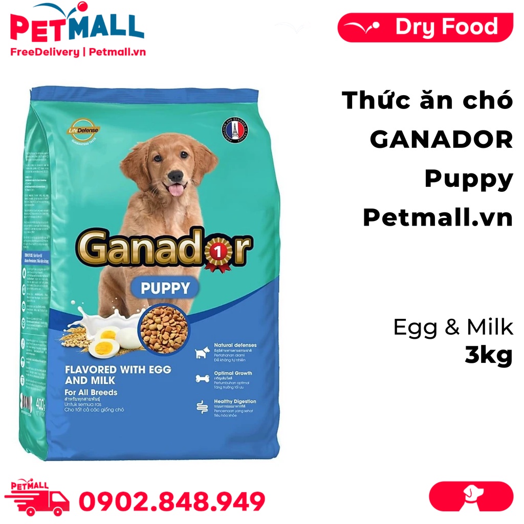 Thức ăn cho chó GANADOR Puppy 3kg - Egg & Milk Petmall thumbnail