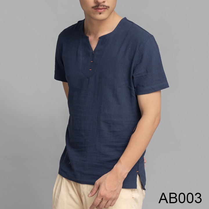 Áo Đũi (Linen) Nam Cổ V Cao Cấp, Áo Đũi Dáng Thun Dễ Phối Đồ