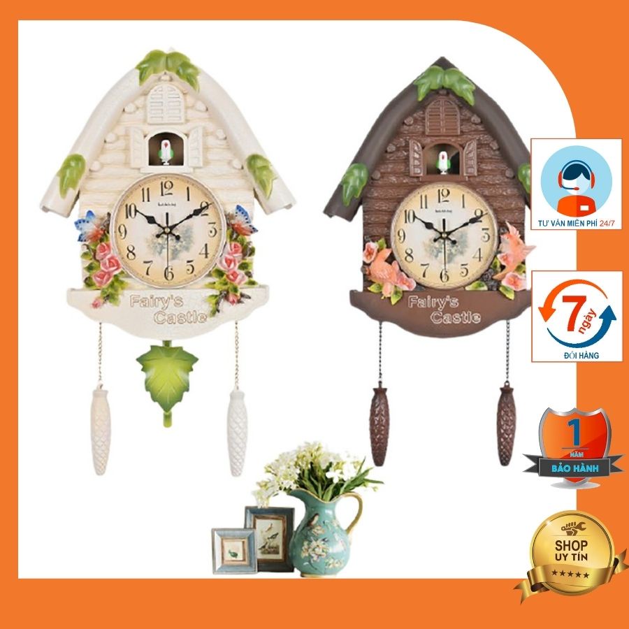 Đồng hồ treo tường TÂN CỔ ĐIỂN chim cúc cu - Đồng hồ điểm chuông 60 phút/ lần cực hay và sinh động DHTT9