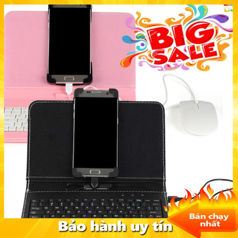 [ Xả kho tết] Bàn phím rời cho smartphone, bao da kết nối điện thoại với bàn phím + tặng kèm chuột, bảo hành 6 tháng