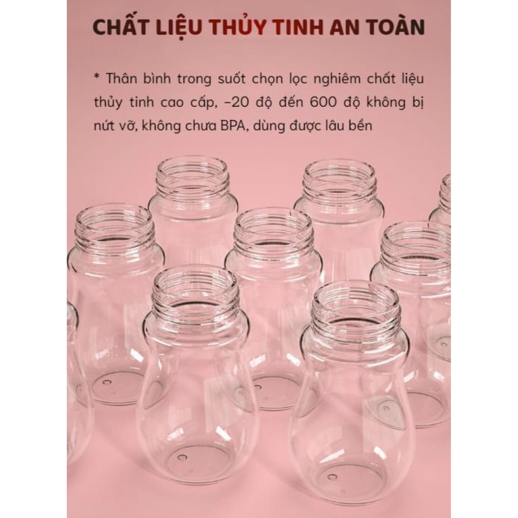 Bình Sữa Thủy Tinh Chịu Nhiệt Chống Sặc