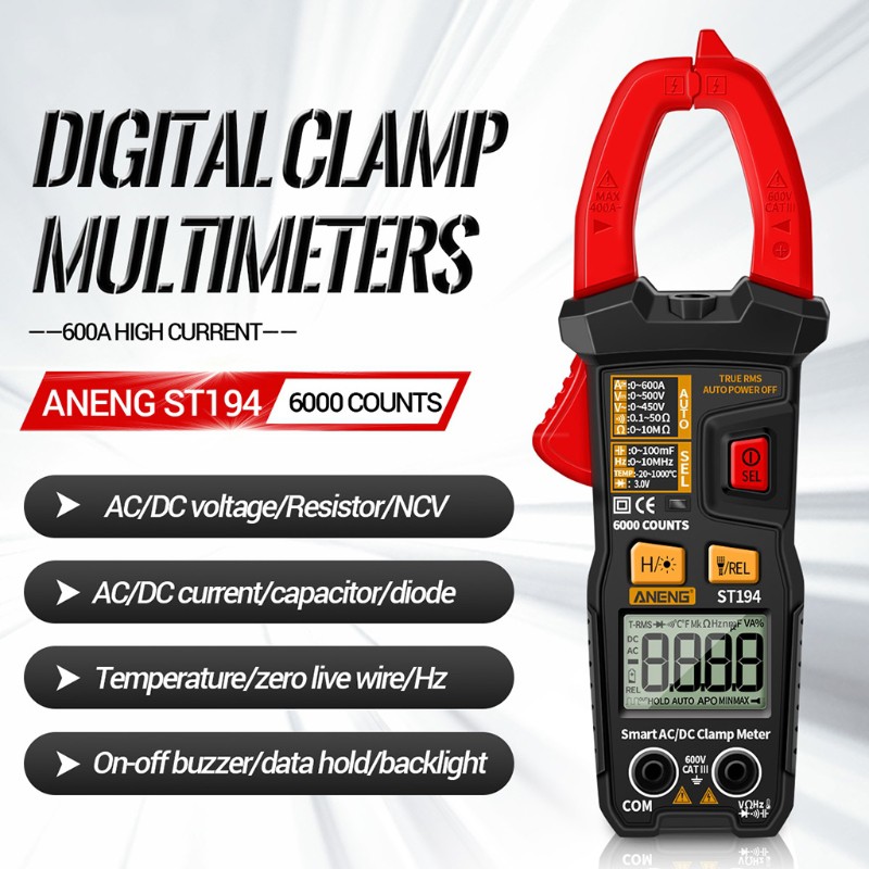 kiss A-neng ST194 Digital Multimeter DC / AC Amp Meter Precision Testers 6000 Counts True RMS Current Tester 600V Capacitor