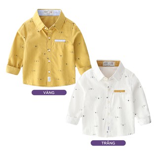 Áo sơ mi bé trai dài tay KATOOFELY hình gấu cho bé chất cotton hàng xuất Âu Mỹ
