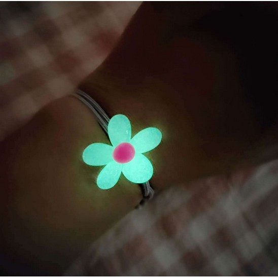 Bộ 2 Dây Cột Tóc Đính Hoa Dạ Quang Đáng Yêu Cho Bé