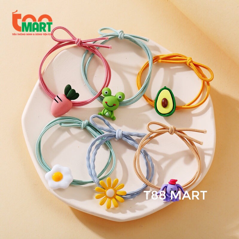 Dây chun buộc tóc đồ 1K cute nhiều hình dễ thương, thun cột tóc chặt và rất bền freeship