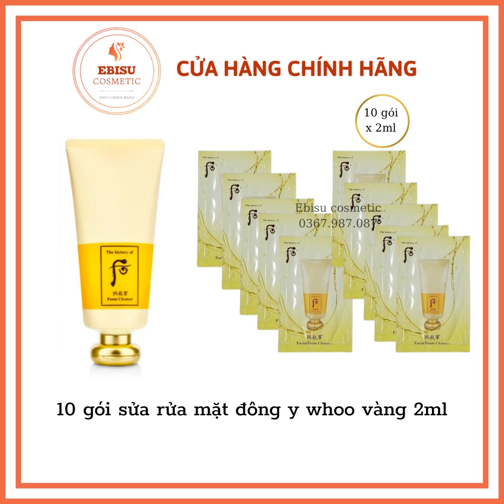 10 gói sửa rửa mặt đông y whoo vàng 2ml
