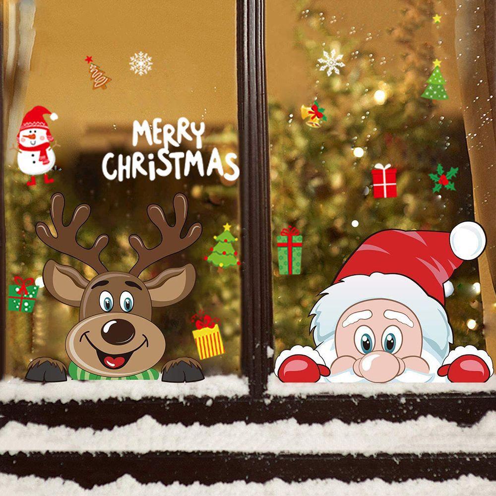 Miếng Dán Cửa Sổ Hai Mặt In Họa Tiết Giáng Sinh Trang Trí Nhà Cửa DIY