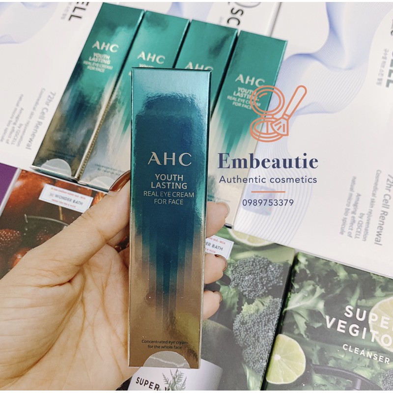 Kem mắt AHC Youth Lasting Real Eye Cream For Face mẫu mới nhất SEASON 9 (tuýp màu xanh) 2021 | BigBuy360 - bigbuy360.vn