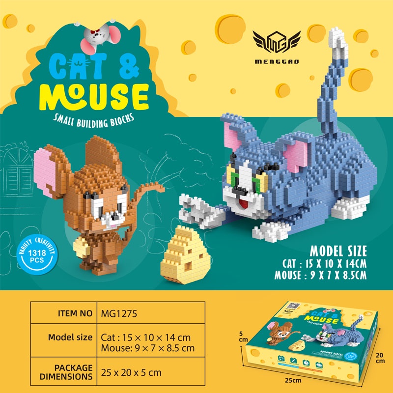 Khối Đồ Chơi Lắp Ráp Hình Mèo Và Chuột Dễ Thương Giáo Dục Cho Bé