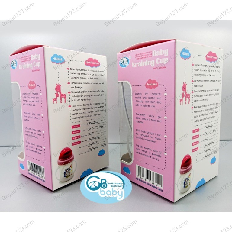 Bình tập uống nước nắp bật 150ml có dây van chống đổ cho bé - GB BABY (Công Nghệ Hàn Quốc) - tặng kèm cọ ống